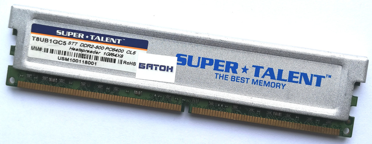Игровая оперативная память Super Talent DDR2 1Gb 800MHz PC2 6400U CL5 (T8UB1GC5) Б/У