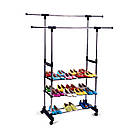 Вішалка-стійка з полками для взуття, подвійна телескопічна для одягу 80х36х160 см Colgador doble. Уцінка!!! Лучшая цена, фото 3