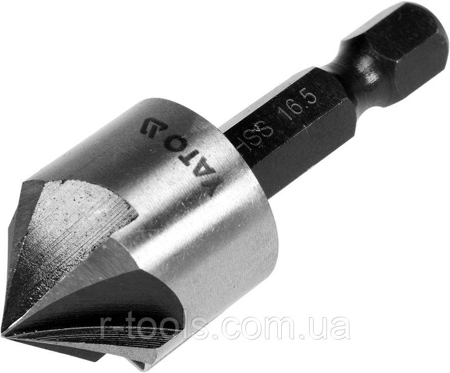 Зенкер Конический По Металлу HSS Ø= 16.5 Мм L= 45 Мм 5 Резцов HEX 1/4 ...