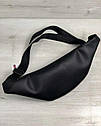 Чорна жіноча нагрудна сумка на пояс бананка велика модна сумочка через плече плече поясна сумка на груди, фото 4