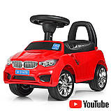 ✅ Дитяча машинка-штовхач BMW на гумових колесах з музикою, світлом фар, БМВ Bambi M 3147B-3, червона, фото 8