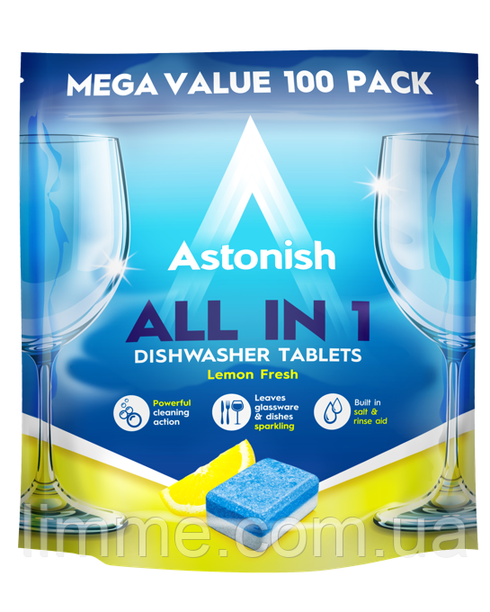 Таблетки для посудомийних машин Astonish All in 1 Lemon fresh 42 шт