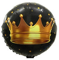 Фольгированный шар круглый Золотая Корона диаметр 45 см 18"