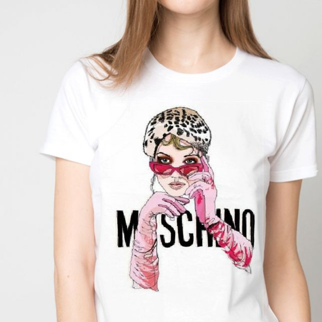 Футболка жіноча біла з малюнком "MOSCHINO"