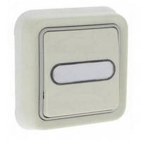 Выключатель кнопочный с подсветкой 12В в комплекте Н.О+Н.З с держателем белый этикетки 69864 Legrand Plexo