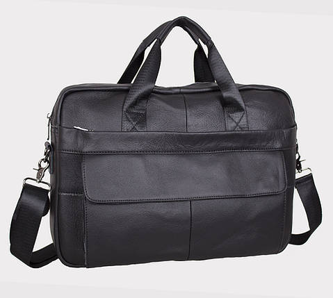 Чоловіча шкіряна сумка Dovhani R1909-1BLACK-111 Чорна, фото 1
