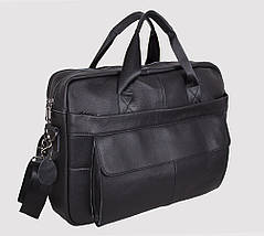 Чоловіча шкіряна сумка Dovhani R1909-1BLACK-111 Чорна, фото 4