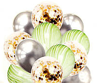 Набір латексних повітряних кульок з конфетті Агат зелений 12 Китай