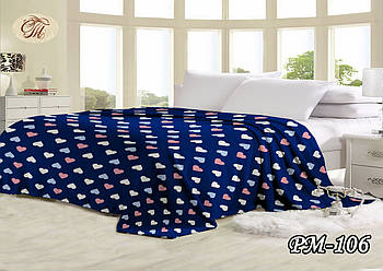 Плед із флісу Серця на синьому (160х210)