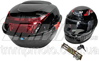 Кофра пластикова чорна "неломайка" 30літрів (+шолом інтеграл), фото 3