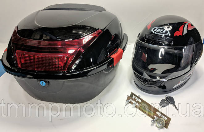 Кофра пластикова чорна "неломайка" 30літрів (+шолом інтеграл), фото 2