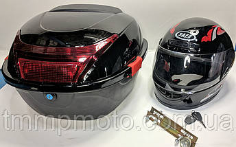 Кофра пластикова чорна "неломайка" 30літрів (+шолом інтеграл), фото 4