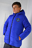 Тепла зимова куртка для хлопчика "Стив" колір електрик. Розміри 134, 140.