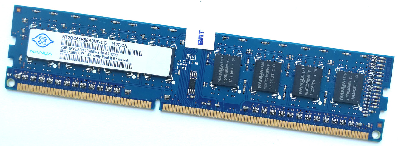 Оперативна пам'ять Nanya DDR3 2Gb 1333MHz PC3-10600U 1R8 CL9 (NT2GC64B88B0NF-CG) Б/В