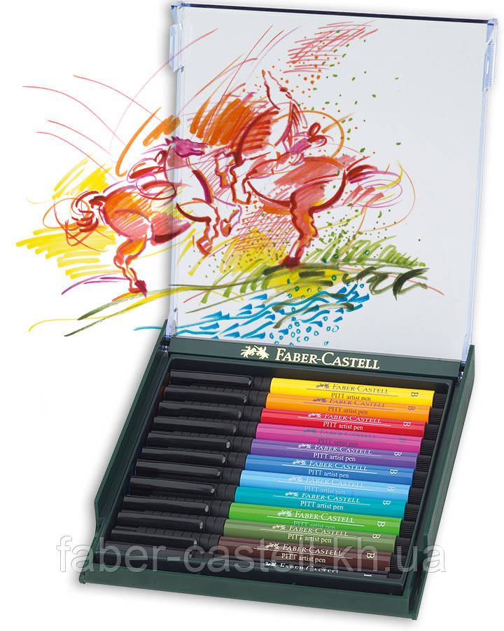 Набір капілярних ручок-пензликів Faber-Castell Pitt Artist Pen Brush Basic tones,12 кольорів, 267421