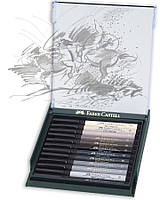 Набор капиллярных ручек-кисточек Faber-Castell Pitt Artist Pen Brush Grey tones,12 цв. серых оттенков, 267423