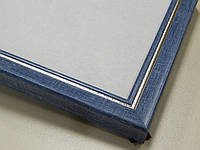 Рамка А4 (297х210).Рамка пластиковая 22 мм.Синий с серебрянной окантовкой.