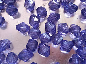 Намистини "Биконус" фіолетовий 10 мм акрил 500 грам