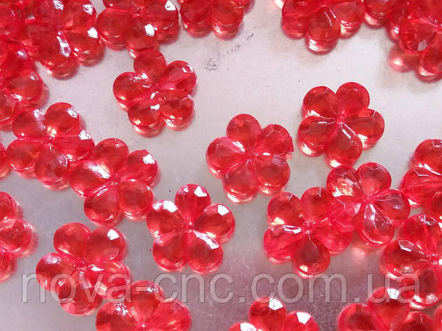 Бусини акрил "Квіти" червоний 15 мм акрил 500 грамів, фото 1