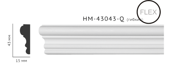 Молдинг для стін, гладкий, Classic Home HM-43043Q , ліпний декор з поліуретану