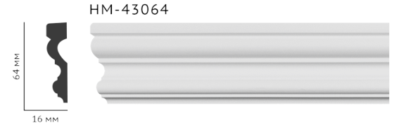 Молдинг для стін, гладкий, Classic Home HM-43064 , ліпний декор з поліуретану