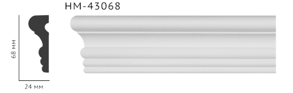 Молдинг для стін, гладкий, Classic Home HM-43068 , ліпний декор з поліуретану