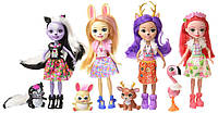 Набор из 4 кукол Enchantimals Счастливые подружки с их питомцами (Скунс, Оленица, Кролик, Фламинго)