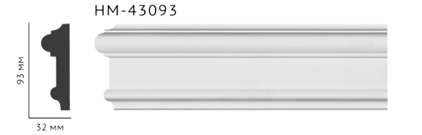 Молдинг для стін, гладкий, Classic Home HM-43093 , ліпний декор з поліуретану