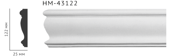 Молдинг для стін, гладкий, Classic Home HM-43122 , ліпний декор з поліуретану