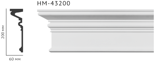 Молдинг для стін, гладкий, Classic Home HM-43200 , ліпний декор з поліуретану