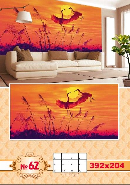 Готовые фотообои природа пейзаж, Закат солнца с журавлями ПРЕСТИЖ №62 392смХ204см - фото 2 - id-p1003701621