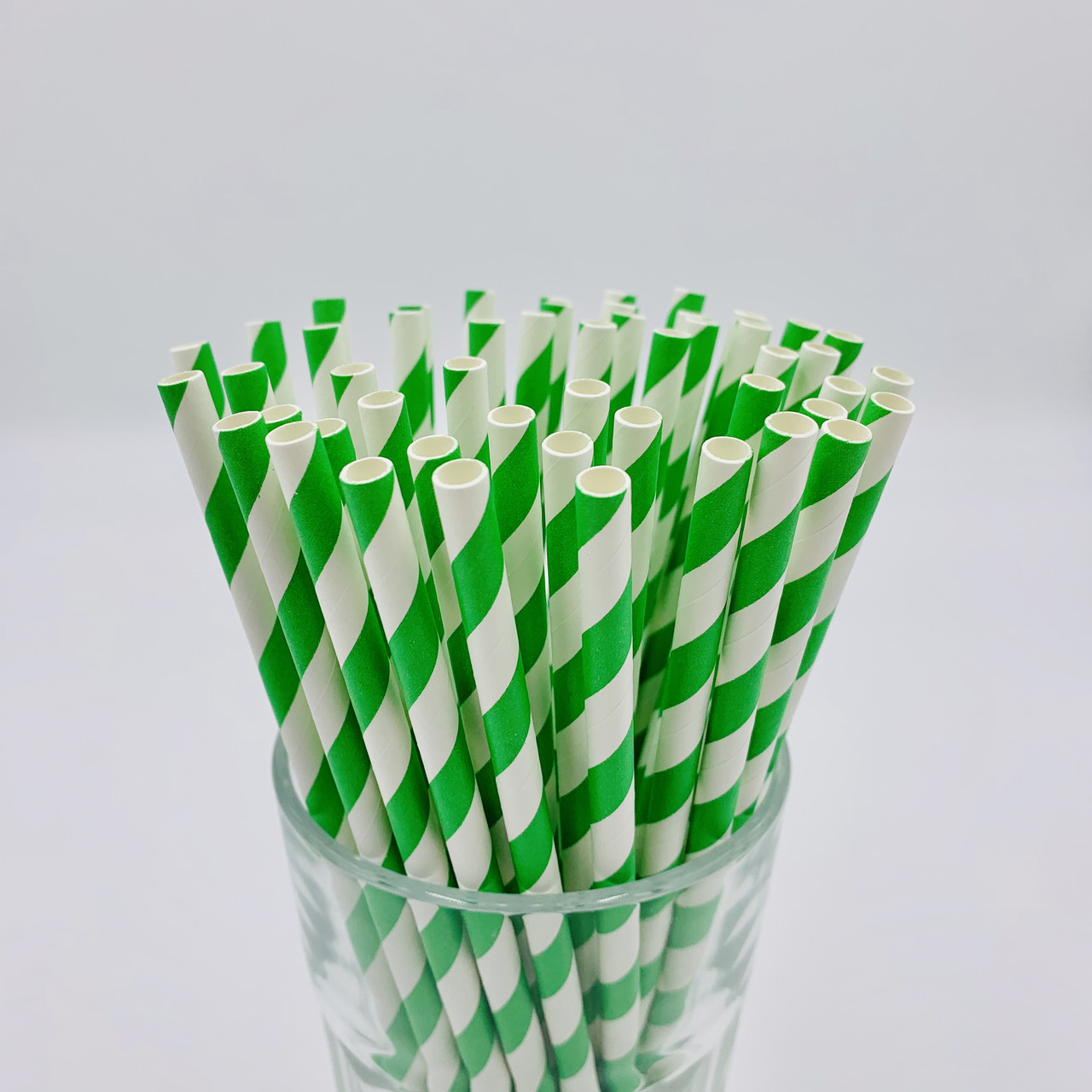 Трубочки паперові ЕКО зелені смужка 50 шт.