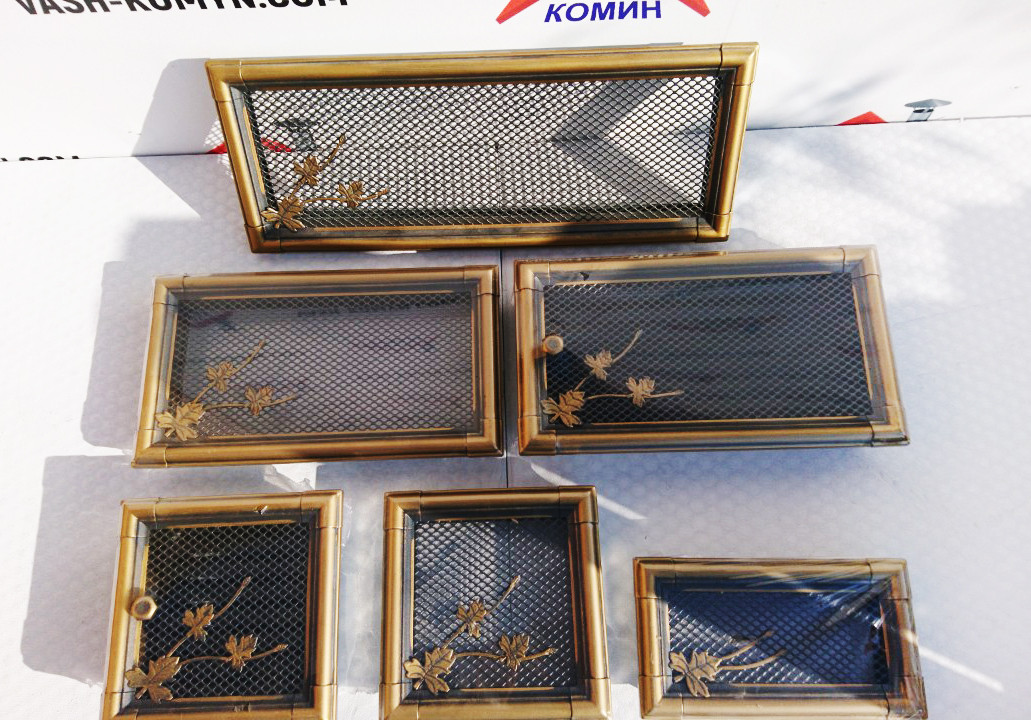 Вентиляційна камінна решітка Retro — золота патина