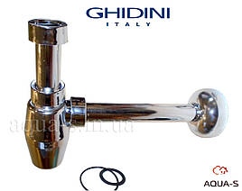 Сифон для умивальника Ghidini (353M) 32x11/4" пластик хром (під автопробку) Італія