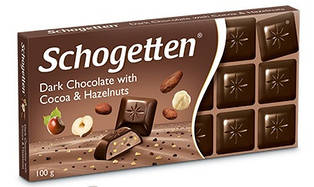 Чорний шоколад Schogetten Dark with Cocoa & Hazelnuts, 100 г