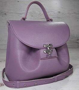 553-1 Натуральна шкіра Сумка жіноча бузкова Шкіряна сумка поворотного замка Фіолетова шкіряна сумка шкіряна