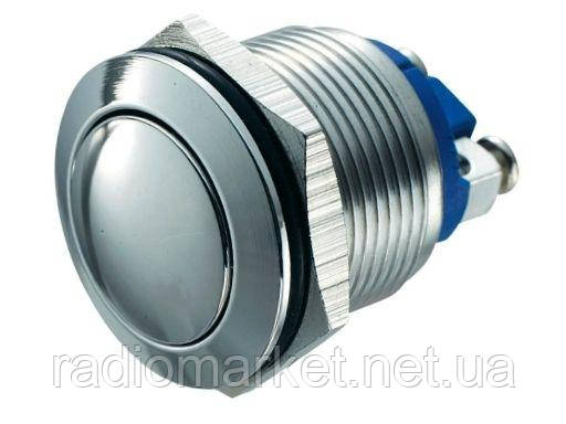 Кнопка антивандальна 16 мм без фіксації, 220V, виведення під гвинт, фото 1