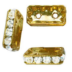 Намистина Рондель 16 мм на 2 отвори зі Стразами Колір Золото, Намистини Фурнітура на Біжутерію