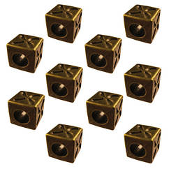 Набір 10 шт Намистини Куб 8 мм Метал, Колір Бронза, Отвір 5 мм, Фурнітура для Біжутерії