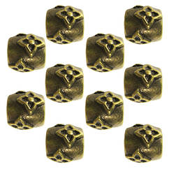 Набір 10 шт, Намистини 9 мм Колона Квіти Метал, Колір Бронза, Отвір 5 мм, Рукоділля