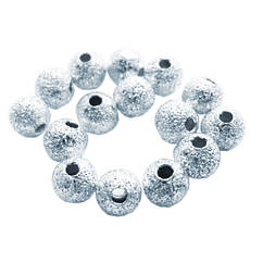 Набір 10 г Намистини 4 мм Круглі Дрібні з Напиленням Метал, Колір Срібло, близько 97 шт., Фурнітура Біжутерію