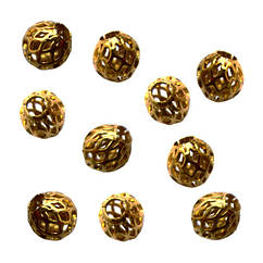 Набір 10 шт Намистини 8 мм Ажурні Металеві, Колір Античне Золото, Рукоділля, Фурнітура Біжутерію