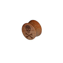 Плаг (дерево, череп з кістками), Розмір плага Плаг (дерево, малюнок череп з кістками ∅18 мм) (p-067)
