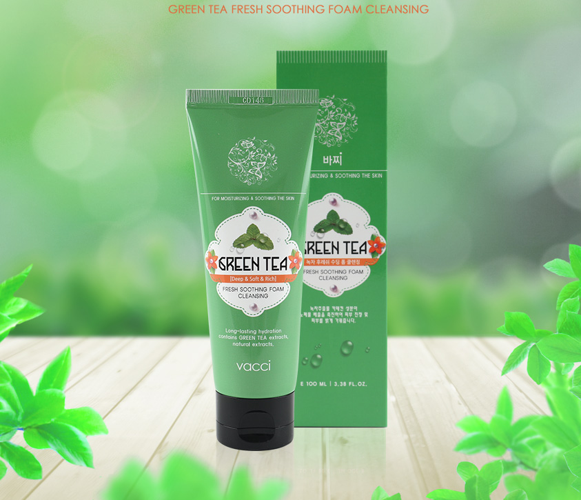 Vacci Green Tea Water Pore Clear cleansing пінка з екстрактом зеленого чаю для жирної та комбінованої шкіри