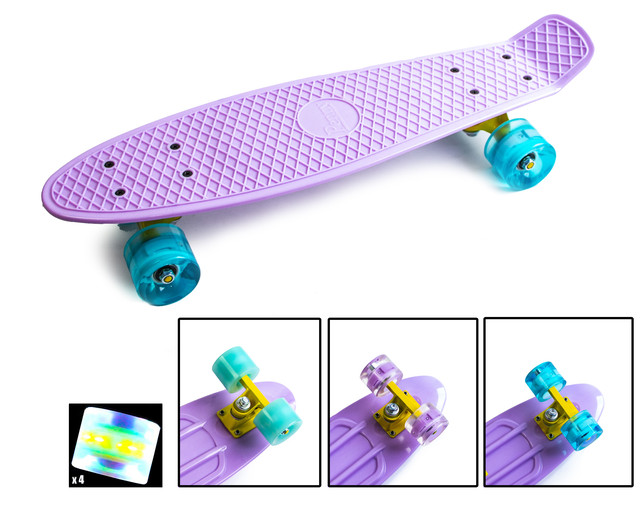 Penny Board. Лиловый цвет. Светящиеся колеса.