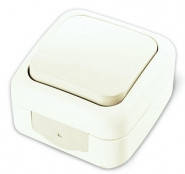 Вимикач 1-клавішний прохідний (білий) VIKO Palmiye