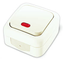 Вимикач 1-клавішний з підсвіткою (білий) VIKO Palmiye