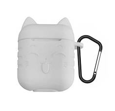 Чохол із карабіном для Apple AirPods Alitek Funny Cat White