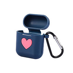 Чехол + карабин для Apple AirPods Alitek Heart Dark Blue