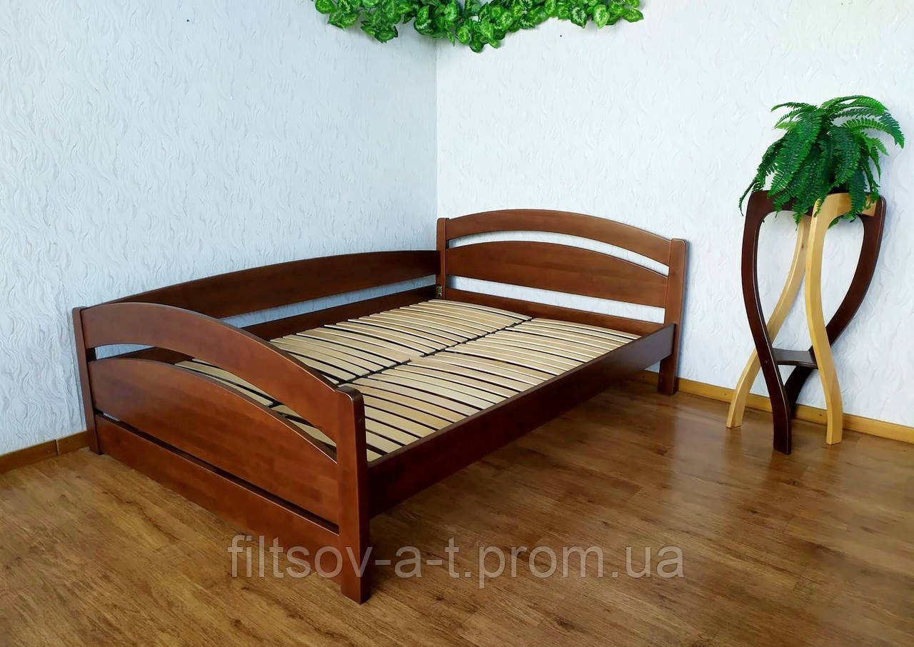 Ліжко двоспальне кутове з масиву натурального дерева від виробника "Марта Преміум"